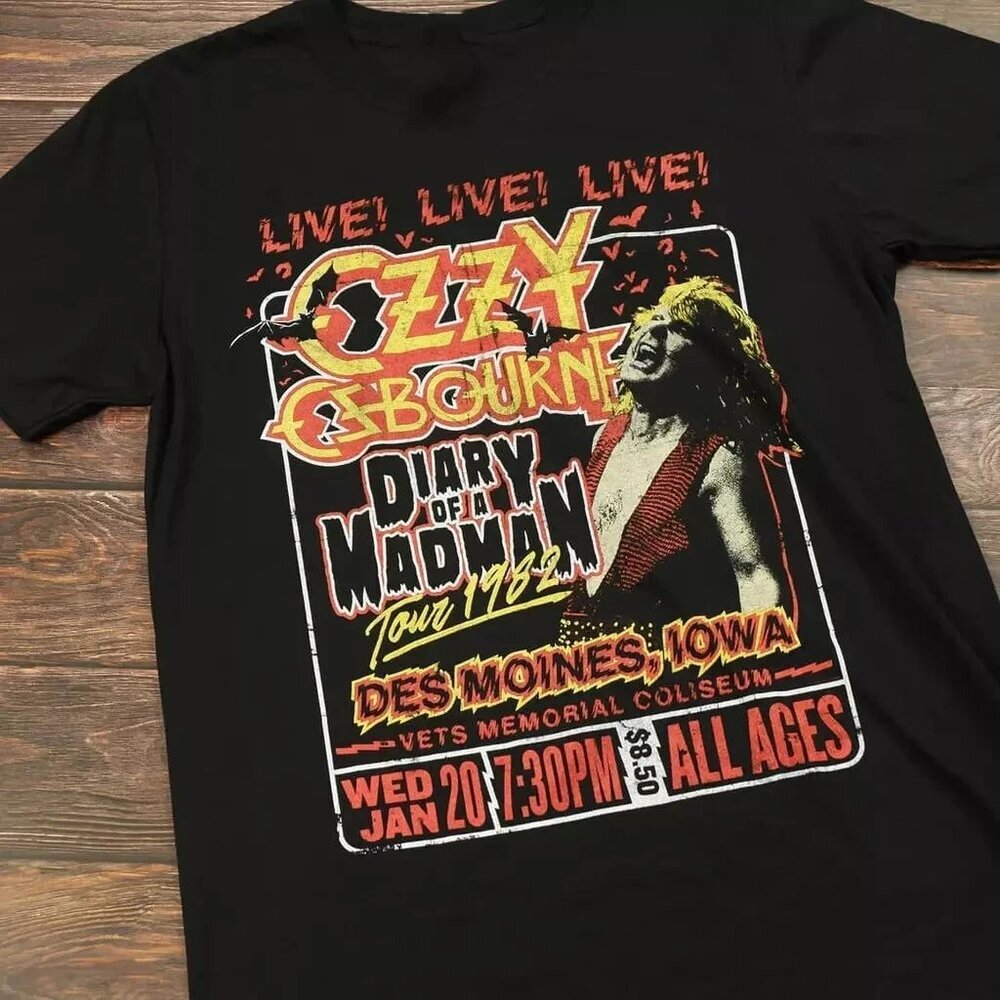 Ozzy Osbourne Diary Of A Madman Tour Graphic Band T-Shirt Vintage Rock Metal Tee
